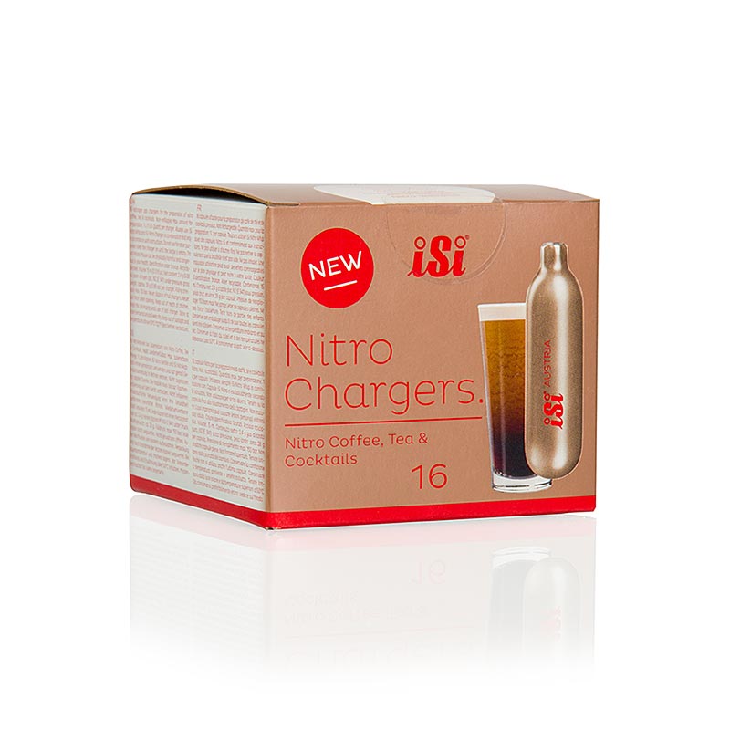 Kertakayttoiset nitrokapselit, Nitro Cold Brew Coffeelle (puhdas typpi), iSi - 16 kappaletta - Pahvi