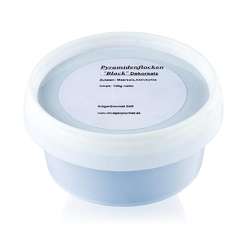 Dekorsalz schwarz in Pyramidenform, Petros, Zypern - 100 g - Pe-eimer Dekorsalz schwarz in Pyramidenform, Petros, Zypern - 100 g - Pe-eimer