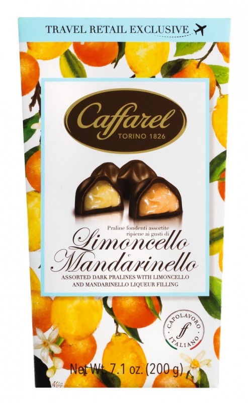 Limoncello dan Mandarinello Cornet Ballotin, praline Limoncello dan Mandarinello, bungkus, Caffarel - 200 gram - mengemas