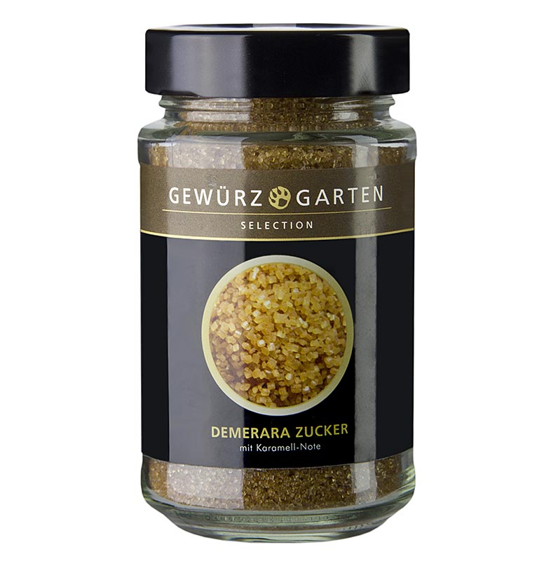 Gula Demerara Spice Garden, diperbuat daripada gula tebu, dengan nota karamel - 200 g - kaca