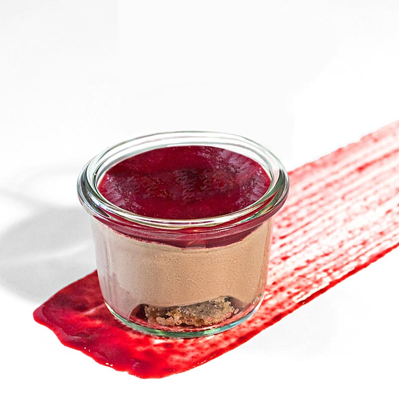 Krim coklat dengan pasar raspberry pada kue kacang, vegan - 720g, 12x80ml - Kardus