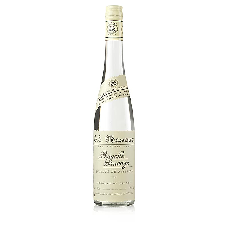 Massenez Eau-de-ViePrunelle Sauvage Prestige, endrino, 43% vol., Alsacia - 700ml - Botella