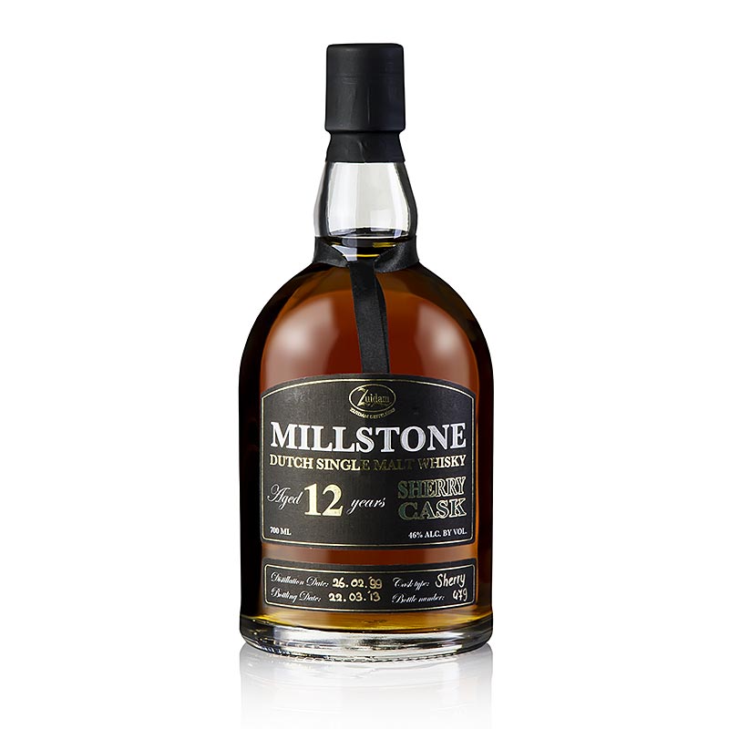 Single Malt Whisky Zuidam Millstone, 12 vuotta, Sherry Cask, 46 tilavuusprosenttia, Hollanti - 700 ml - Pullo