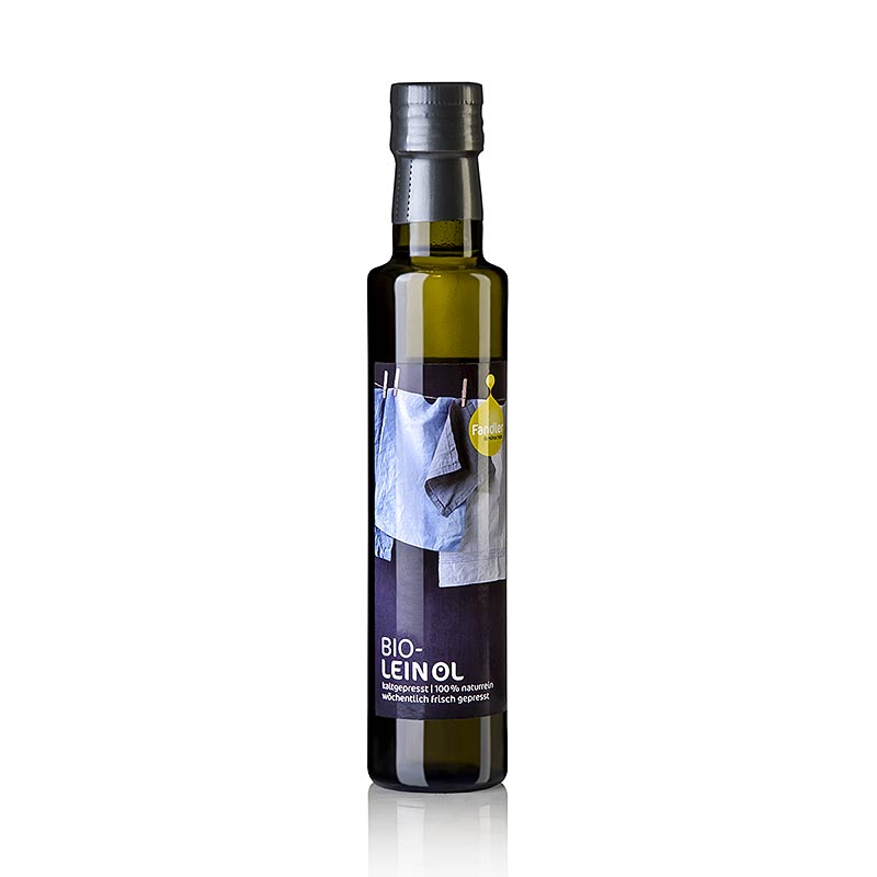 Olio di lino, spremuto a freddo, Fandler, biologico - 250 ml - Bottiglia