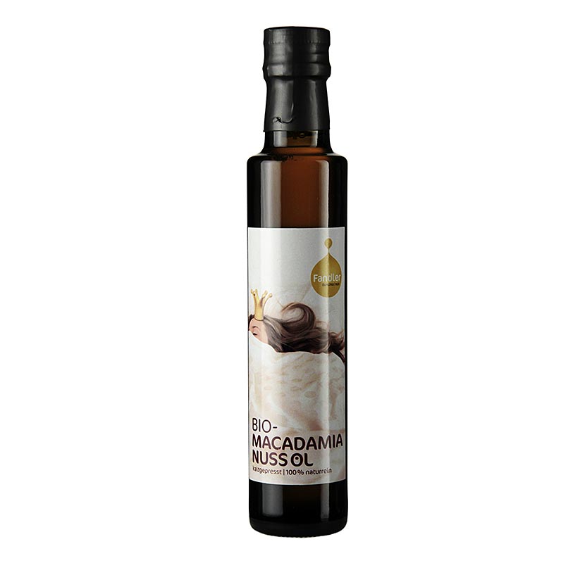 leo de noz de macadamia, prensado a frio, Fandler, organico - 250ml - Garrafa