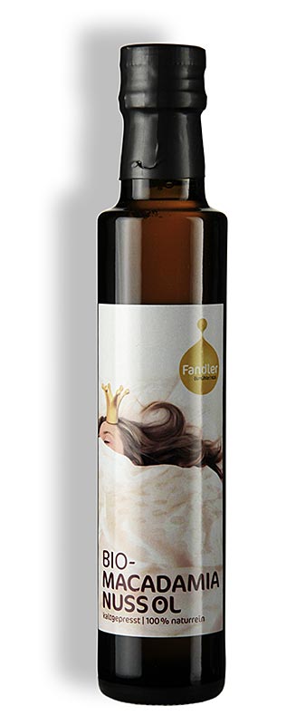 leo de noz de macadamia, prensado a frio, Fandler, organico - 250ml - Garrafa