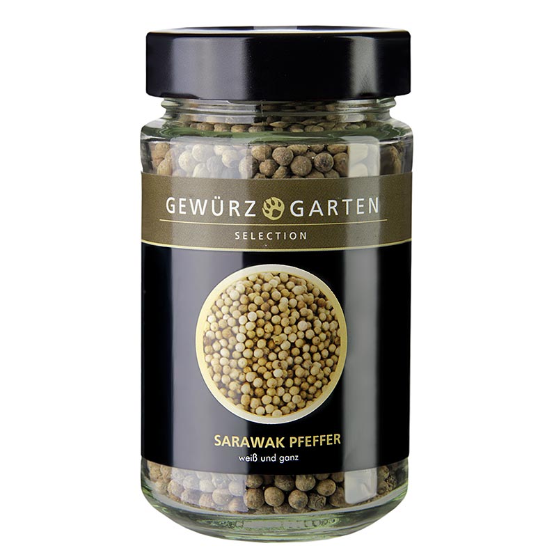 Kryddgardhurinn Sarawak pipar, hvitur, heill - 150g - Gler