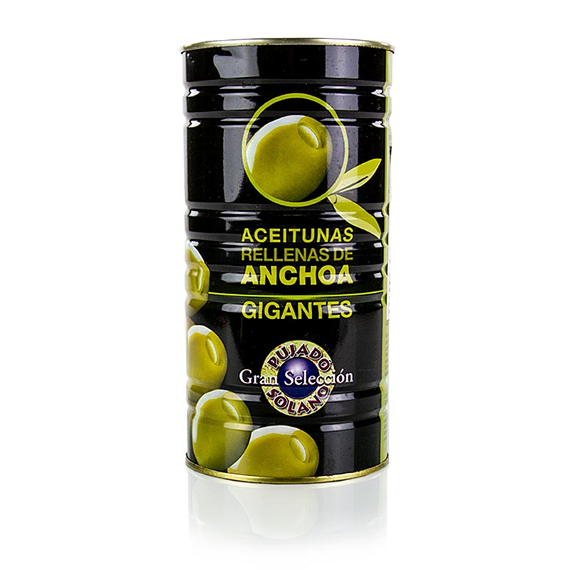 Azeitonas verdes, com anchovas (recheio de anchovas), em salmoura, Manzanilla - 1,4kg - pode