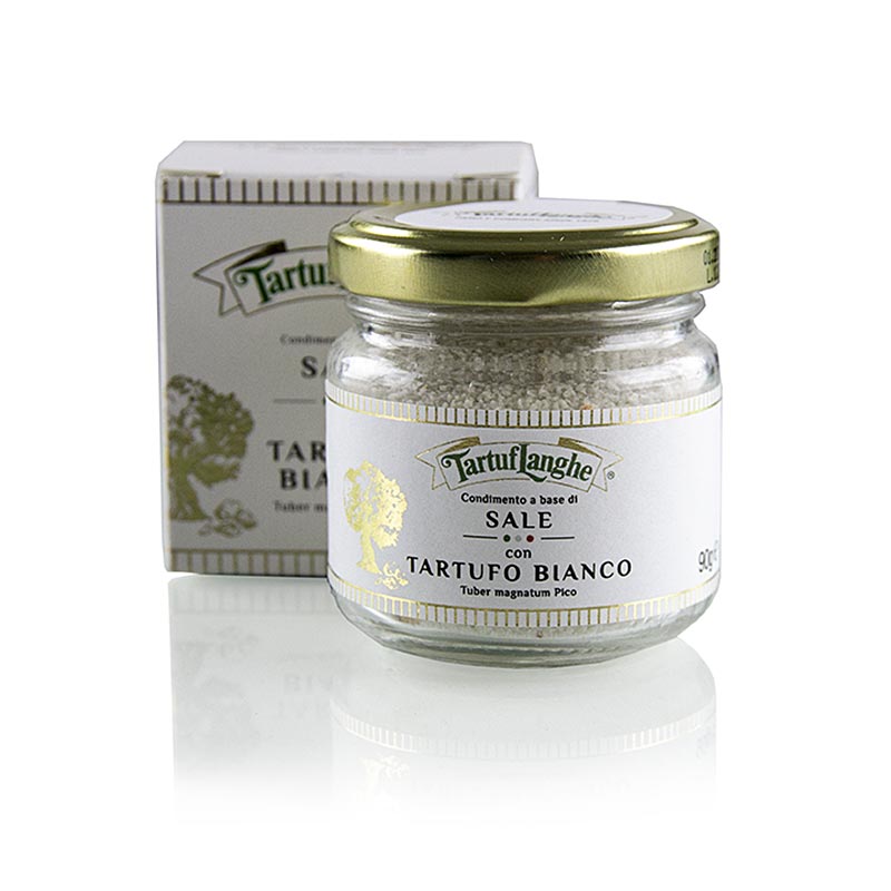 TARTUFLANGHE Garam laut Perancis dengan truffle putih (tuber magnatum pico) - 90 gram - Kaca