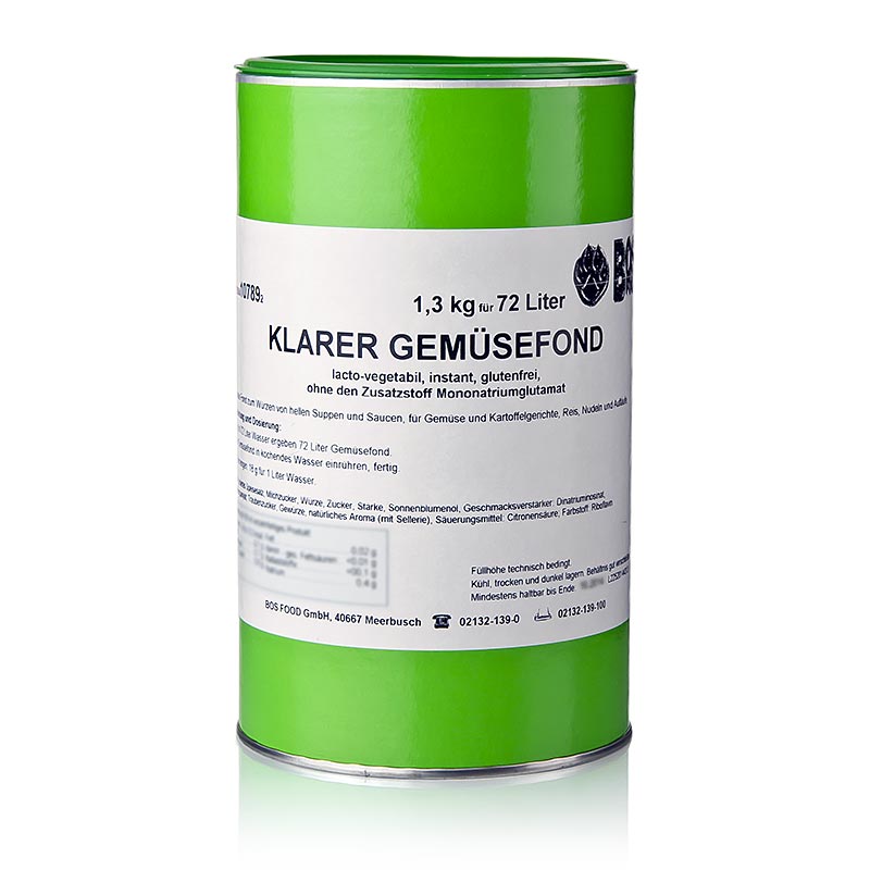 Klarer Gemüsefond, Instantpulver, ohne zugesetztes Glutamat, für 72 Liter - 1,3 kg - Aromabox Klarer Gemüsefond, Instantpulver, ohne zugesetztes Glutamat, für 72 Liter - 1,3 kg - Aromabox