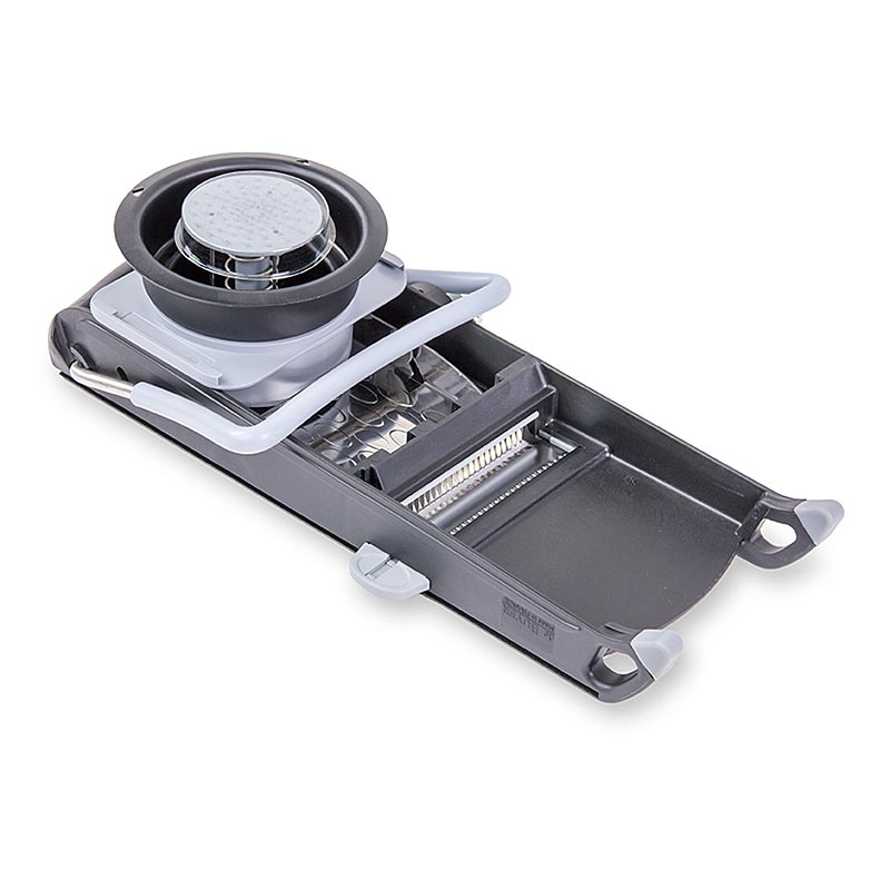 Mandolino Swing Plus (1 orizzontale e 1 Julienne) nero (4-10 mm) dall`acquirente - 1 pezzo - Cartone Mandolino Swing Plus (1 orizzontale e 1 Julienne) nero (4-10 mm) dall`acquirente - 1 pezzo - Cartone