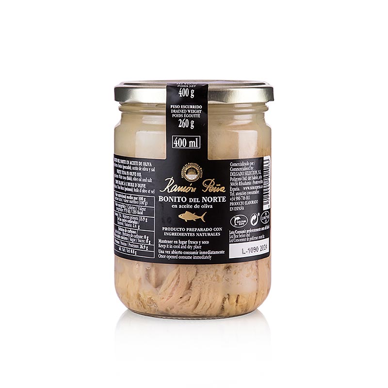 Bonito del Nord, oli d`oliva de carn d`esquena de tonyina blanca, RAMON PENA GOLD - 400 g - llauna