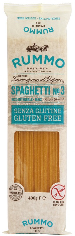 Espaguetis, Sin Gluten, Pasta Sin Gluten, Rummo - 400g - embalar