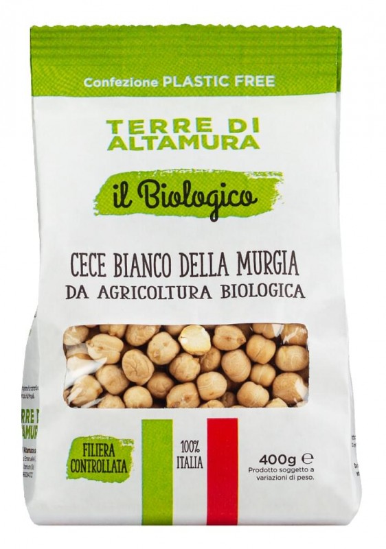 Cece bianco della Murgia, organik, kacang ayam, organik, Terre di Altamura - 400g - beg