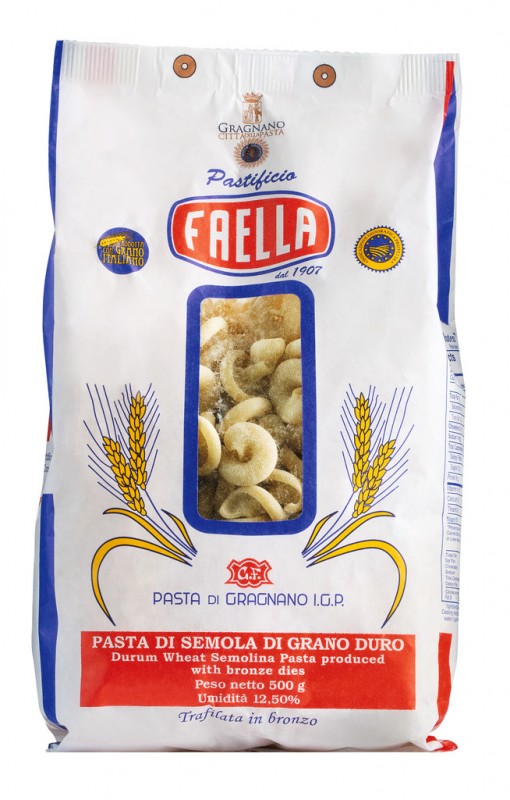 Vesuvio IGP, durumvehnasta valmistettu pasta, Faella - 500g - pakkaus