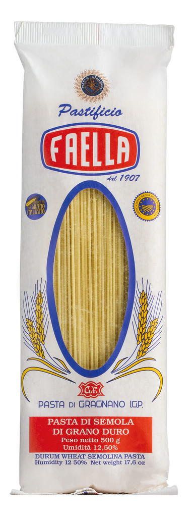 Spaghettini IGP, massa feita com semola de trigo duro, Pastificio Faella - 500 g - pacote