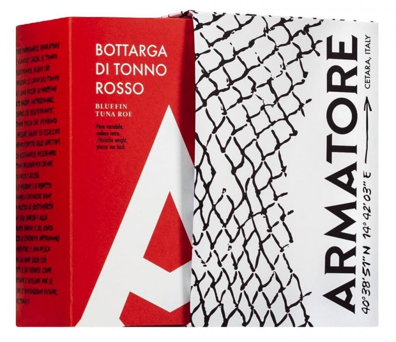 Bottarga di tonno rosso, soltudh+thurrkudh tunfiskhrogn, lofttaemd, Armatore - ca 100 g - kg Bottarga di tonno rosso, soltudh+thurrkudh tunfiskhrogn, lofttaemd, Armatore - ca 100 g - kg
