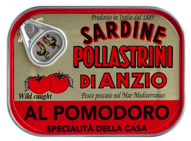 Sarde al pomodoro, sarde al pomodoro, pollastrini - 100 grammi - Potere Sarde al pomodoro, sarde al pomodoro, pollastrini - 100 grammi - Potere