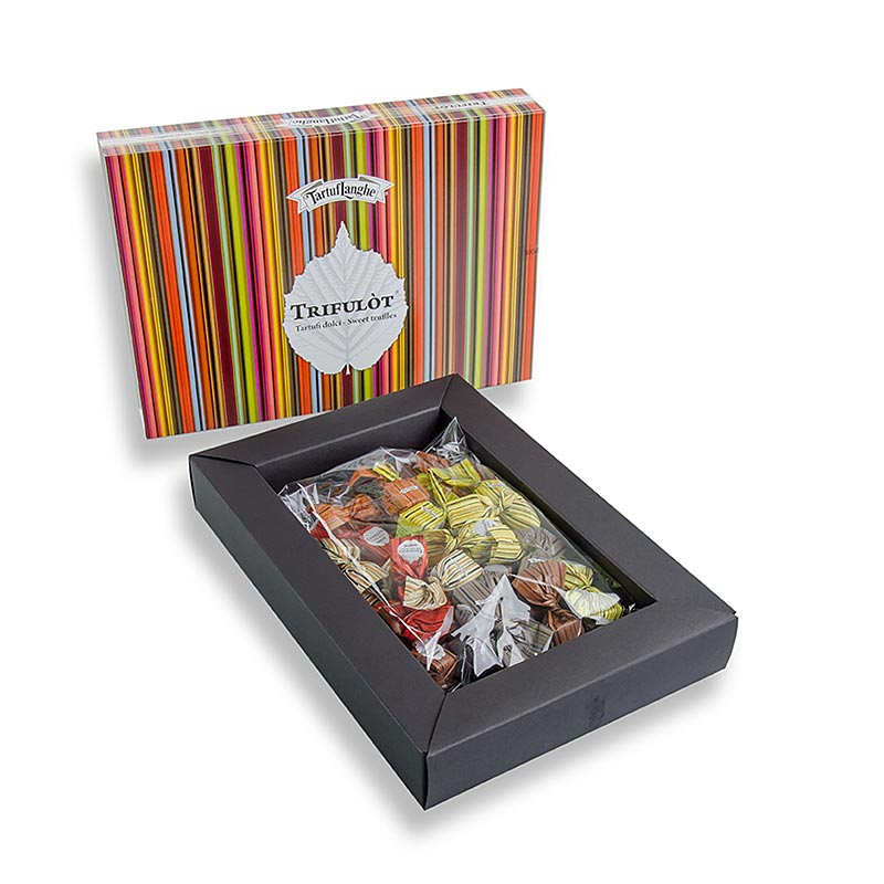 Mini truffle praline trifulot dari Tartuflanghe, dalam kotak kado, 7 jenis - 224 gram - kotak