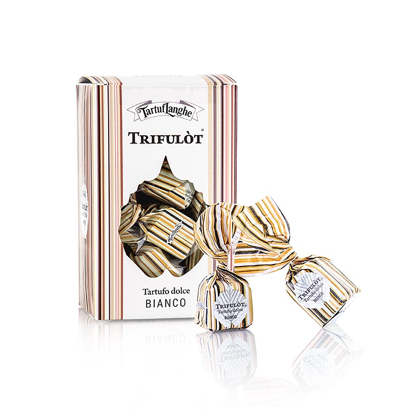 Mini bombons trufados trifulot de Tartuflanghe, chocolate branco, Tartuflanghe - 105g - caixa