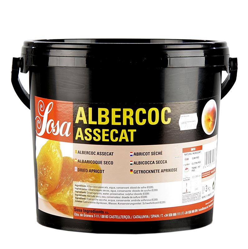 Aprikose, in Stücken, getrocknet, Sosa - 3 kg - Pe-eimer Aprikose, in Stücken, getrocknet, Sosa - 3 kg - Pe-eimer