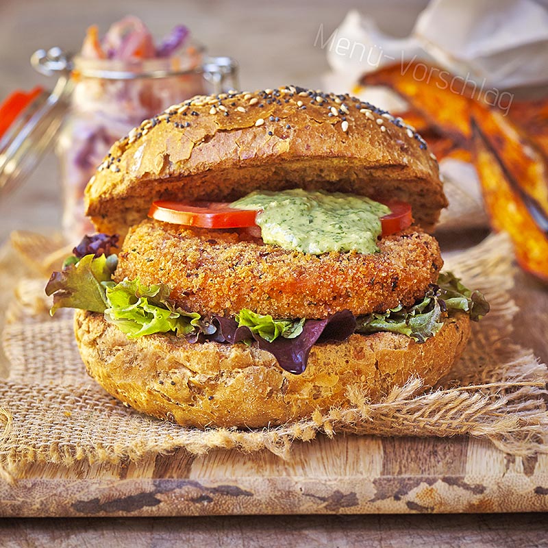 Quorn Southern Style Burger, vegetarisk, panert mykoprotein - 1 kg, ca 16 stk - bag