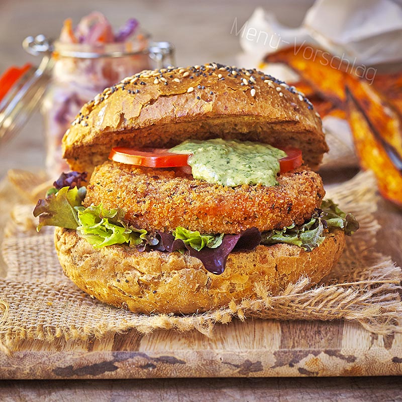 Quorn Southern Style Burger, vegetarian, mikoprotein dilapisi tepung roti - 1 kg, sekitar 16 buah - tas