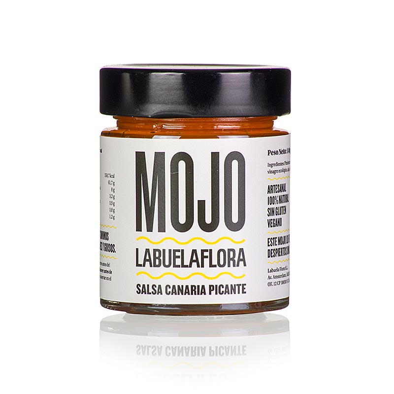 Mojo Picante, kanarisk rod kryddig salsa, Labuelaflora - 140 g - Glas