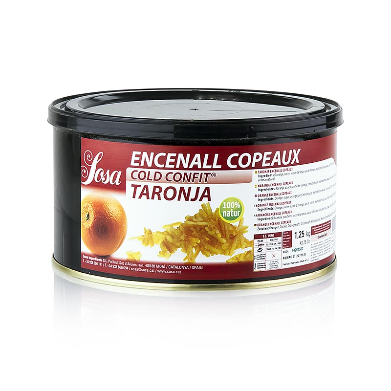 Orangenschalenstreifen Zesten, Sosa - 1,25 kg - Dose Orangenschalenstreifen Zesten, Sosa - 1,25 kg - Dose