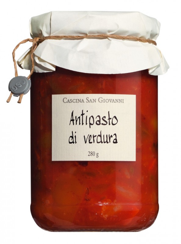 Antipasto di verdura, entrada de legumes, Cascina San Giovanni - 280g - Vidro