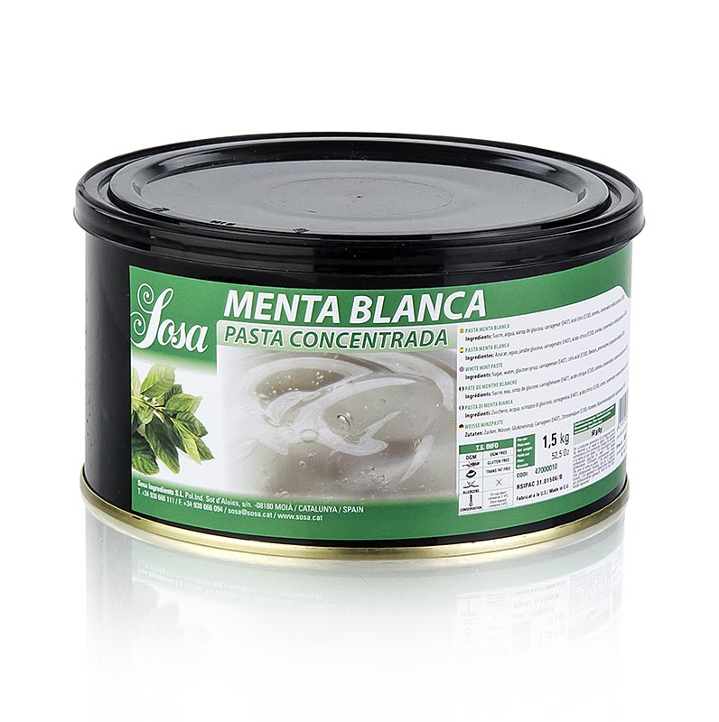 Minzpaste, weiß, aromatisiert, Sosa - 1,5 kg - Pe-dose Minzpaste, weiß, aromatisiert, Sosa - 1,5 kg - Pe-dose