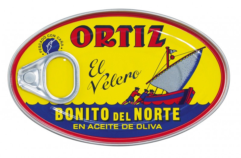 Bonito del Norte - vit tonfisk, albacore tonfisk (langfenad tonfisk) i olivolja, Ortiz - 112g - burk