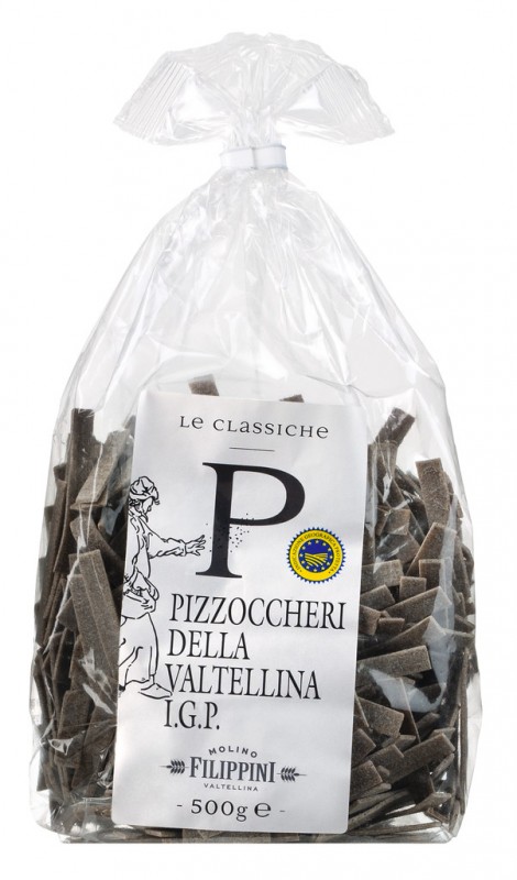 Pizzoccheri della Valtellina, Linea Le Classiche, pasta dengan tepung soba, tas, Molino Filippini - 500 gram - mengemas