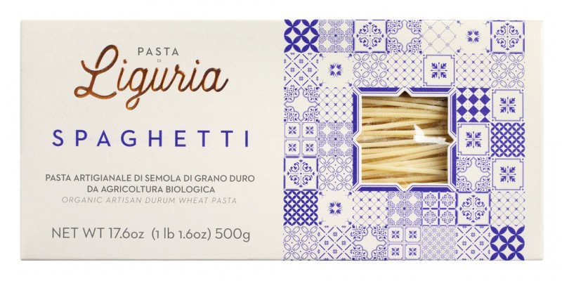 Spaghetti, ekologisk, pasta gjord av durumvetegryn, ekologisk, Pasta di Liguria - 500 g - packa