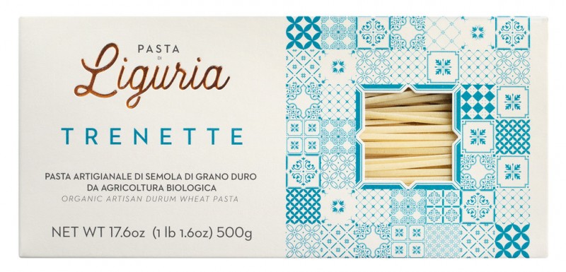 Trenette, organica, pasta hecha con semola de trigo duro, organica, Pasta di Liguria - 500g - embalar