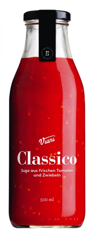 CLASSICO - Sugo tradizionale, molho de tomate classico, Viani - 500ml - Garrafa