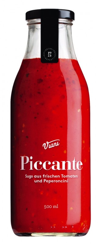 PICCANTE- Sugo all`arrabbiata, salsa de tomaquet amb xili, Viani - 500 ml - Ampolla