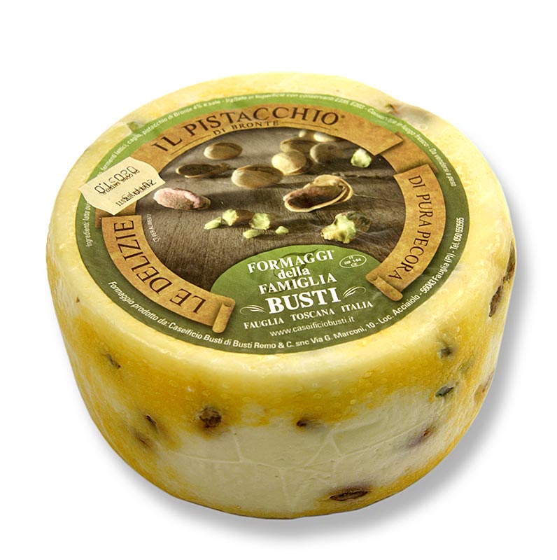 Pecorino Pistazie, Schafskäse, mind. 3 Wochen alt - ca.600 g - lose Pecorino Pistazie, Schafskäse, mind. 3 Wochen alt - ca.600 g - lose