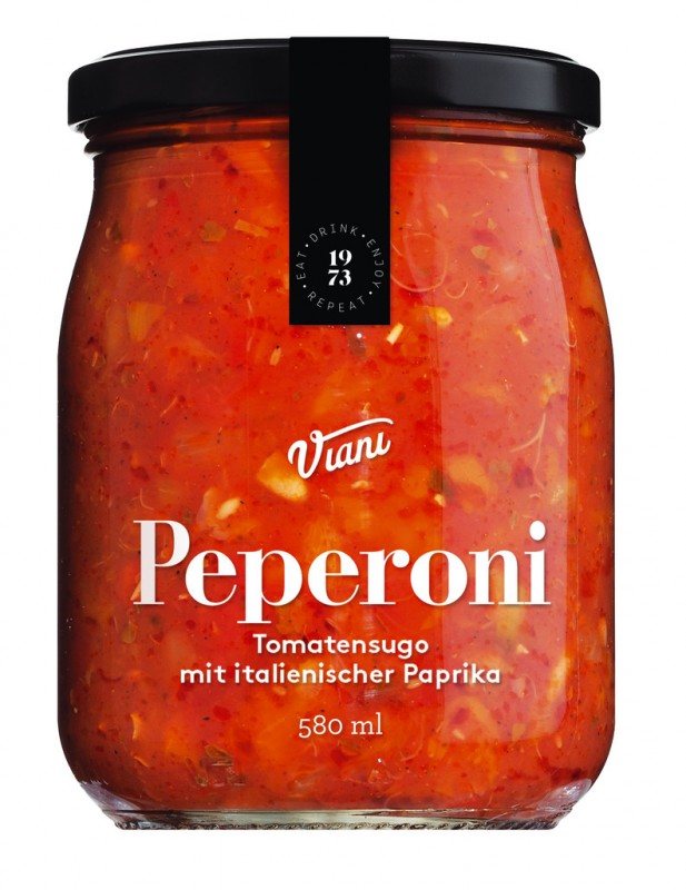 PEPERONI - tomatsugo med paprika, tomatsas med paprika, Viani - 280 ml - Glas