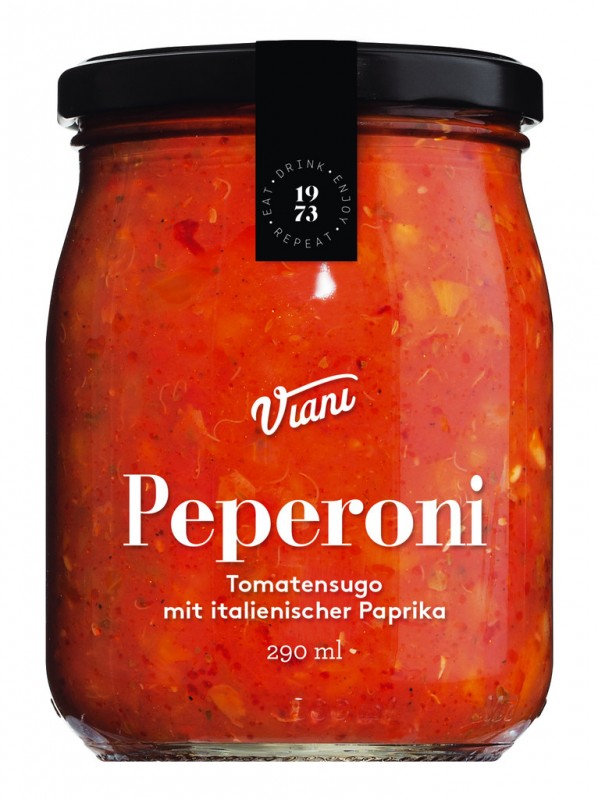 PEPERONI - tomatsugo med paprika, tomatsaus med paprika, Viani - 560 ml - Glass