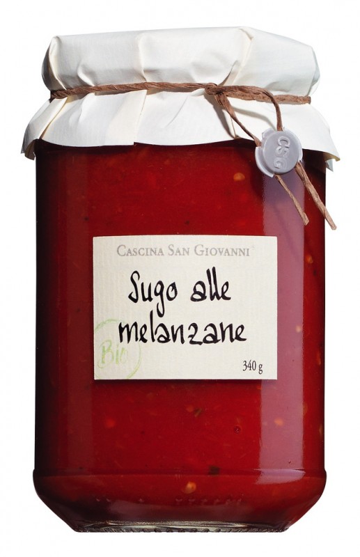 Sugo alle melanzane, oekologisk, tomatsaus med aubergine, oekologisk, Cascina San Giovanni - 340 ml - Glass