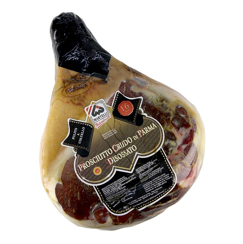 Martelli Parma Schinken Pelatello, 12 Monate, ohne Knochen u. Schwarte, flach - ca. 9 kg - Vakuum Martelli Parma Schinken Pelatello, 12 Monate, ohne Knochen u. Schwarte, flach - ca. 9 kg - Vakuum