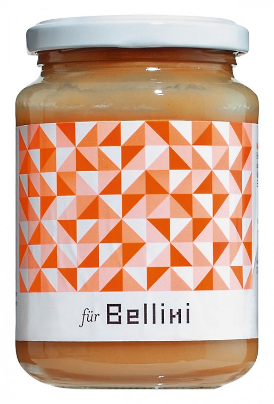 Bellini - hedelmalihan valmistus, valkoisten persikoiden hedelmalihan valmistus, Viani - 330 ml - Lasi