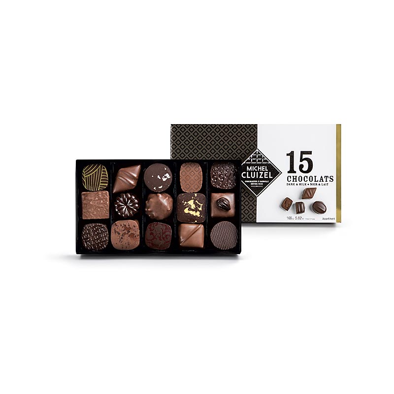 Coffret N.15 - 15 forskjellige sjokolader, Michel Cluizel (13015) - 165 g, 15 stykker - eske