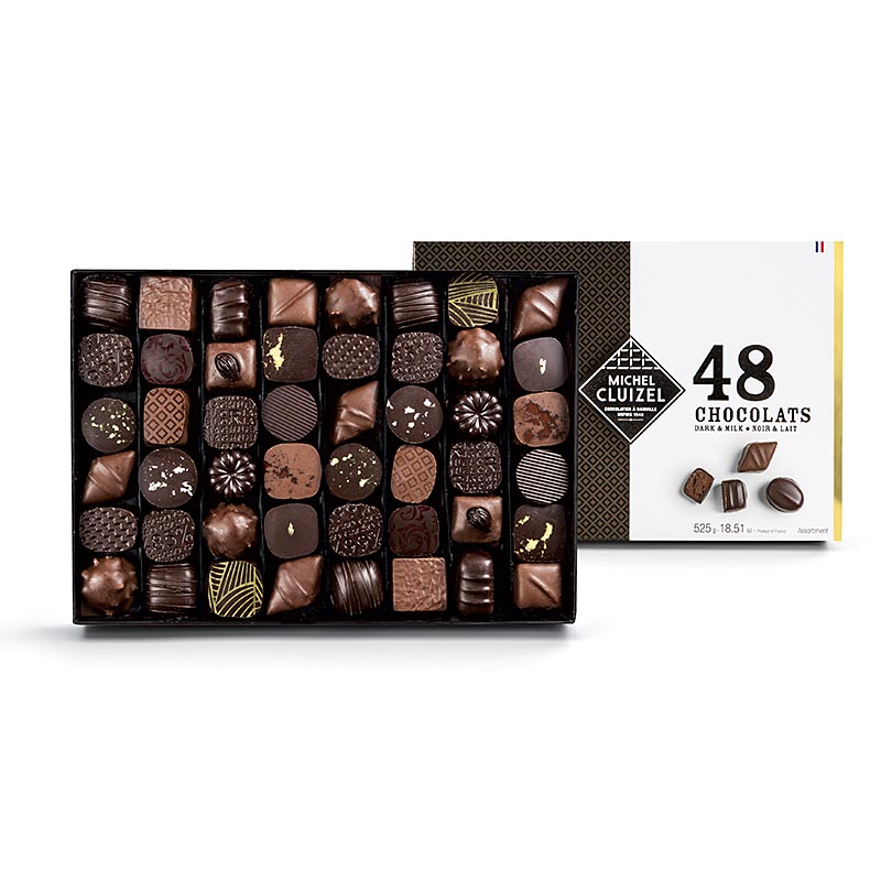 Coffret N.48 - 48 forskjellige sjokolader, Michel Cluizel - 525 g, 48 stykker - eske
