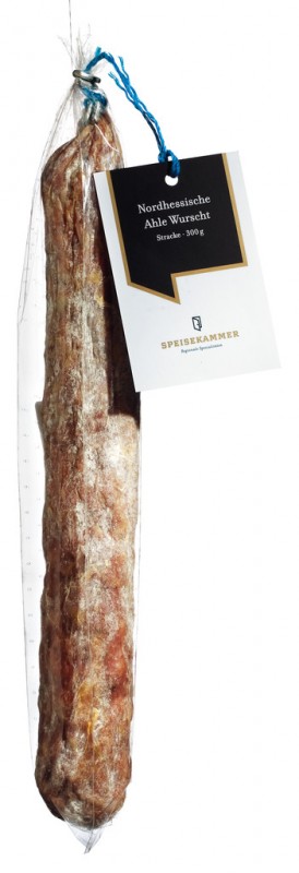 Orig. Kasseler Ahle Wurscht, die kleine Stracke, Kasseler Ahle Wurscht, mind. 3 Mon. luftgetrocknet, Speisekammer - ca. 290 g - Stück Orig. Kasseler Ahle Wurscht, die kleine Stracke, Kasseler Ahle Wurscht, mind. 3 Mon. luftgetrocknet, Speisekammer - ca. 290 g - Stück