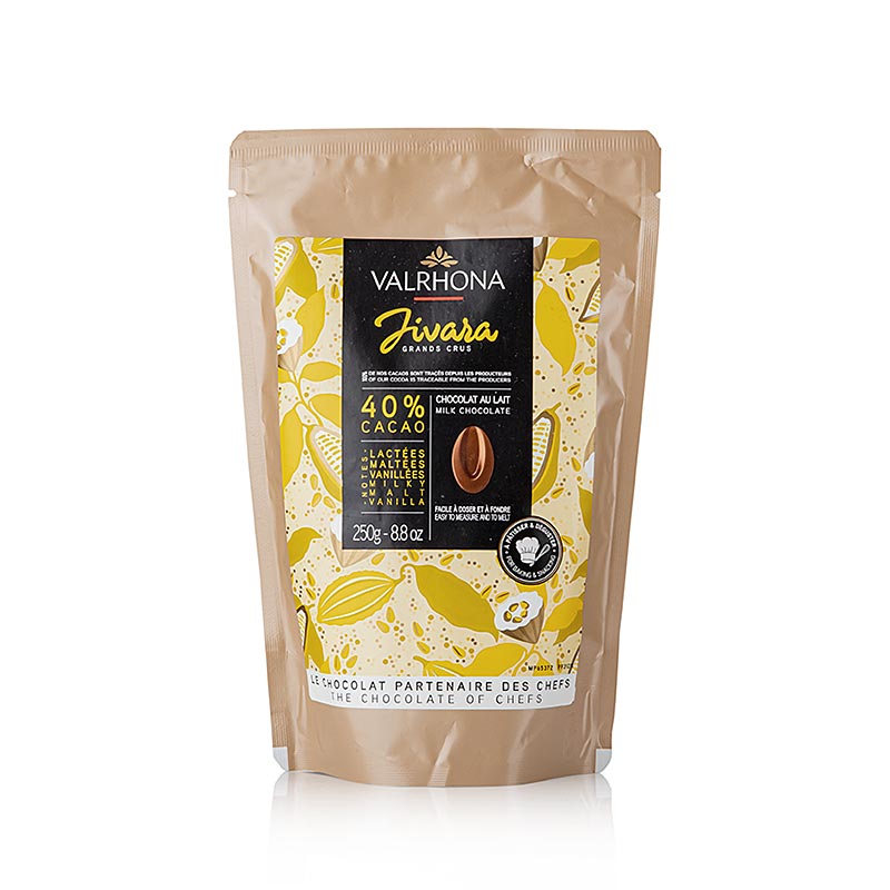 Valrhona Jivara, melkesjokolade 40%, callets - 250 g - bag
