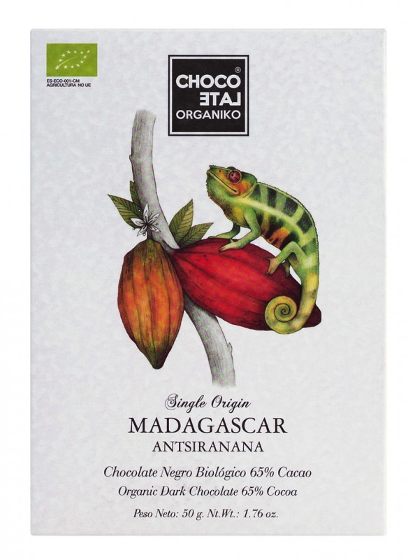 Origine Madagascar, cacao 65%, biologico, cioccolato fondente 65%, cioccolato biologico - 50 g - Pezzo