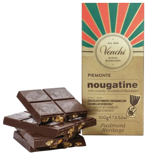 Nougatine Bar, coklat hitam dengan hazelnut karamel, Venchi - 100 gram - Bagian