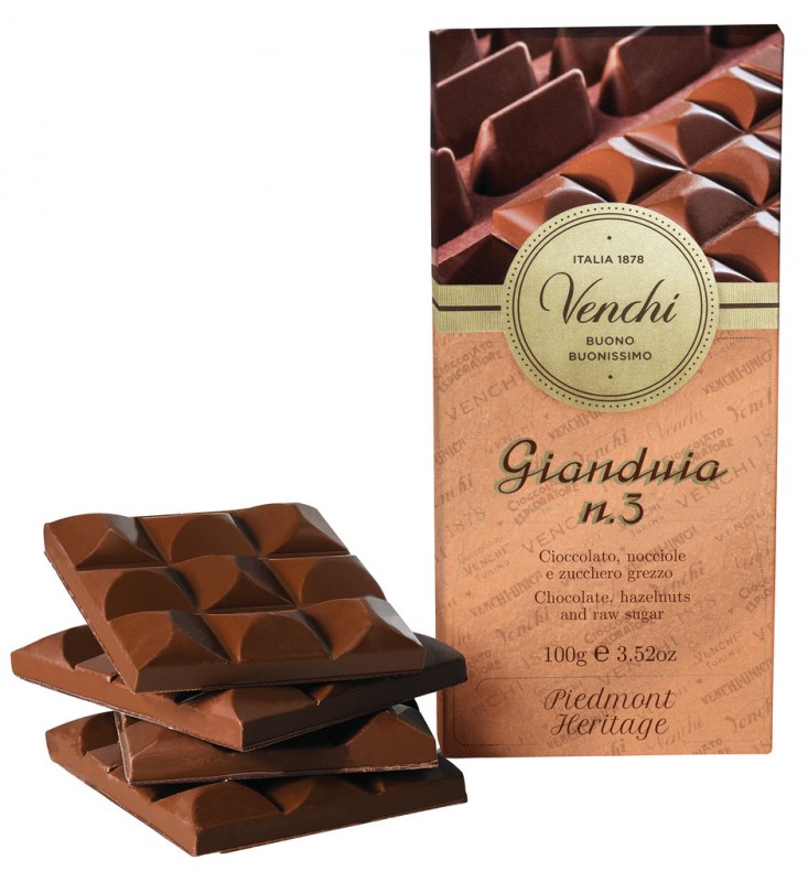 Barra Gianduia N.3, Chocolate Gianduia, Venchi - 100 gramos - Pedazo